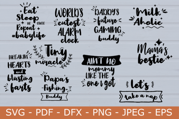 Baby Sayings Craft Bundle 19 Svg for Graphics & Crafts