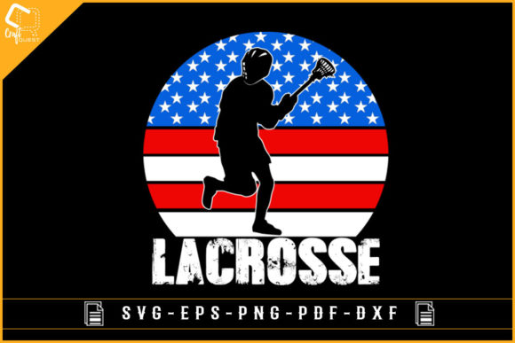 Vector Lacrosse Silhouette USA Flag Svg for Crafts and Graphics