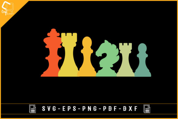 Vector Retro Chess Gambit Sublimation: A Graphic Design Asset for Crafts
